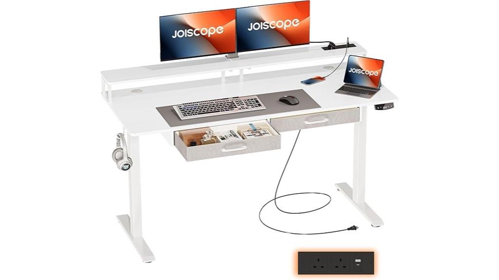 adjustable desk with storage