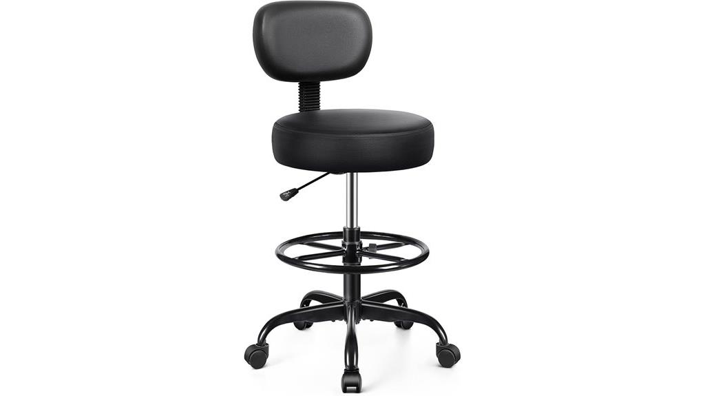 adjustable drafting stool with backrest