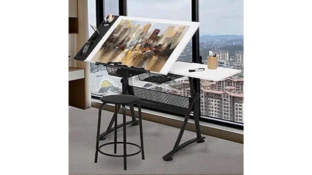 adjustable drafting table with storage