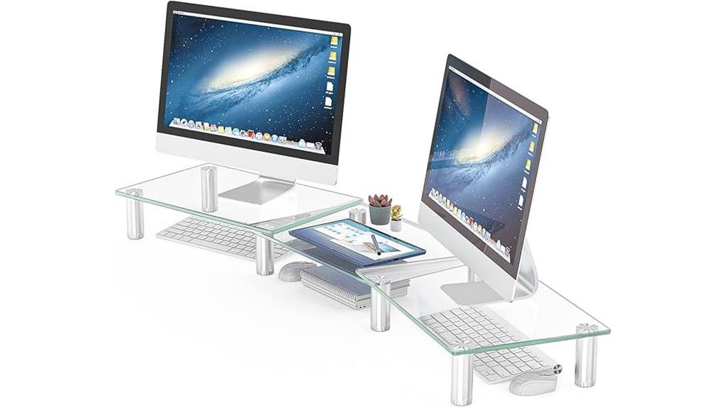 adjustable dual monitor riser