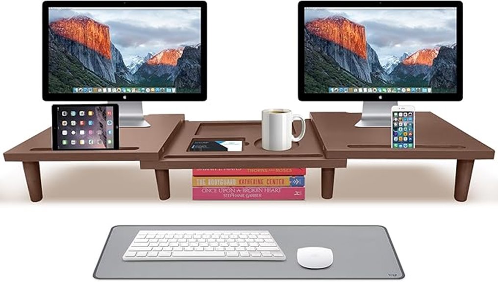 adjustable dual monitor riser