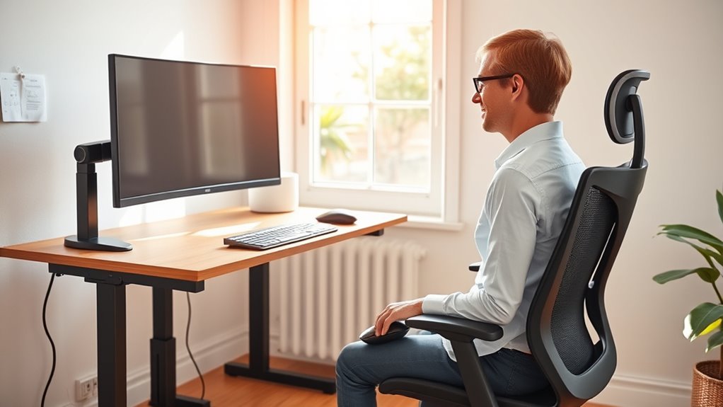 adjustable ergonomic desk setup