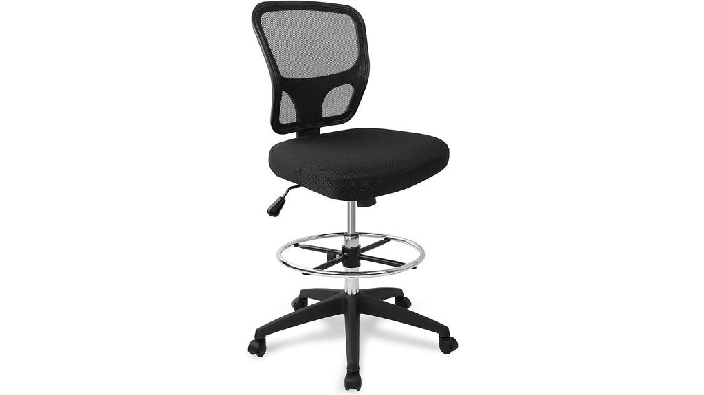 armless wheeled drafting chair