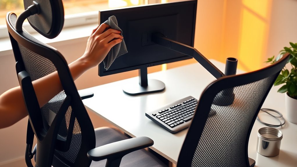 clean and maintain ergonomic equipment