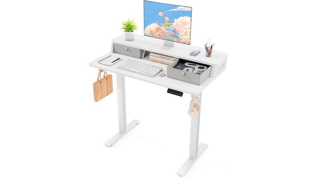 compact adjustable desk with storage