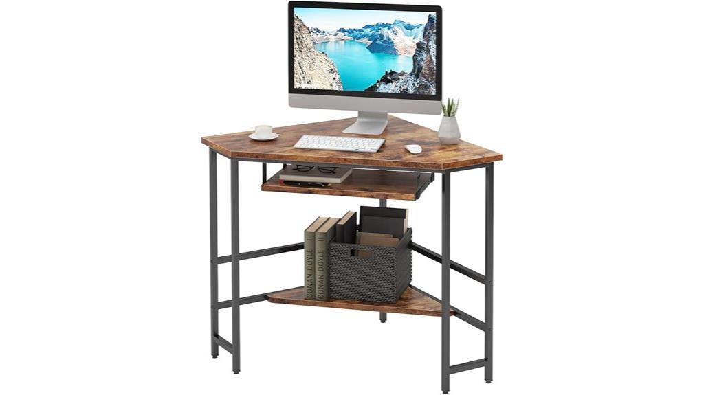 corner desk with keyboard tray