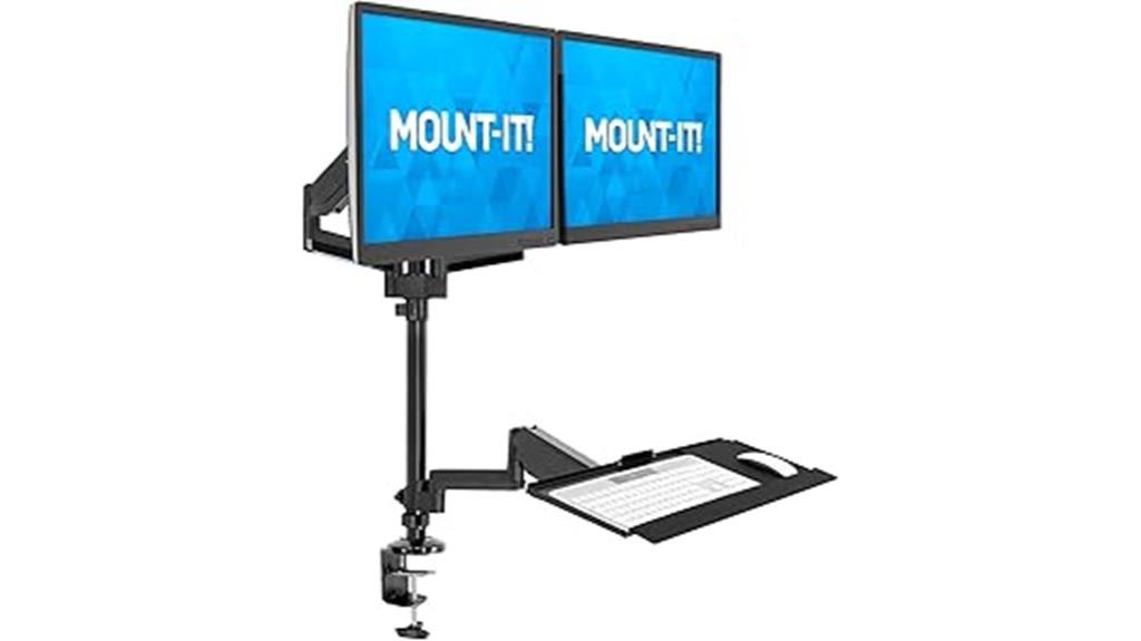 dual monitor sit stand desk