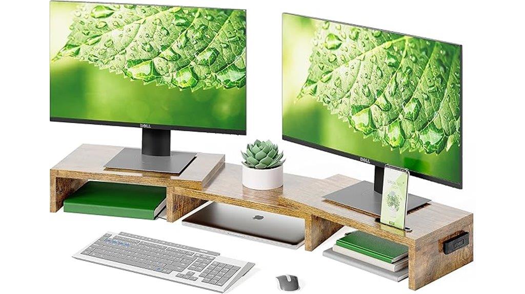 dual monitor stand with smartphone