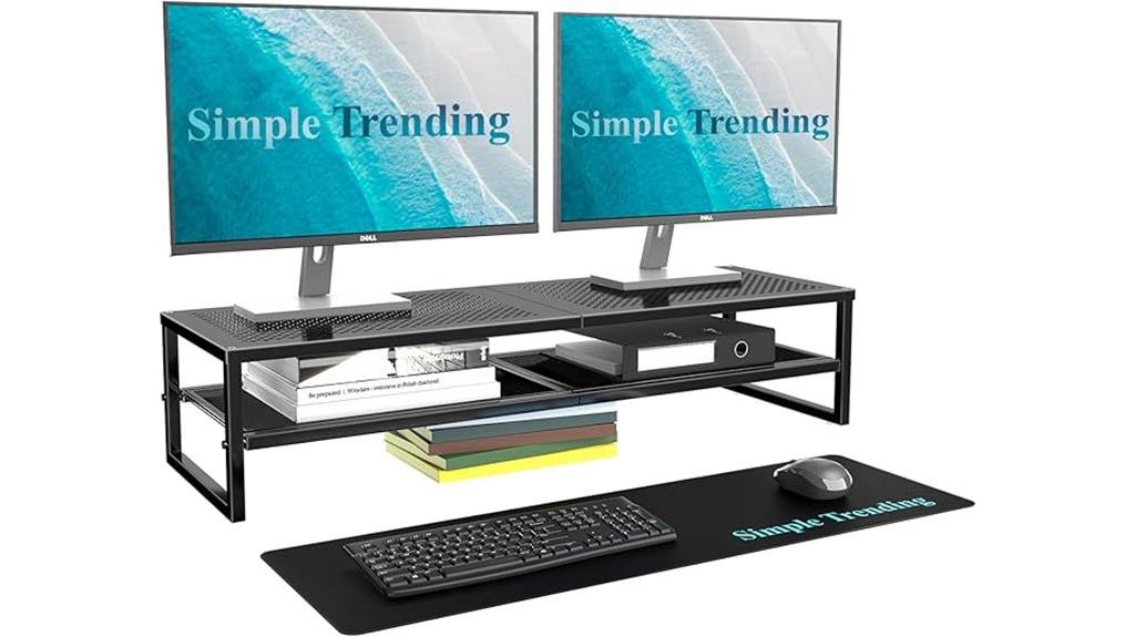 dual tier metal monitor riser