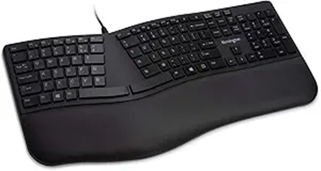 ergonomic black wired keyboard