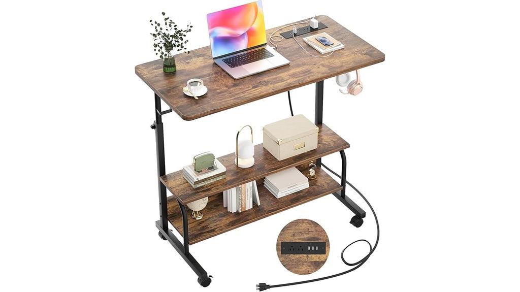 height adjustable desk with outlets