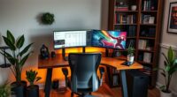 home office and gaming setup