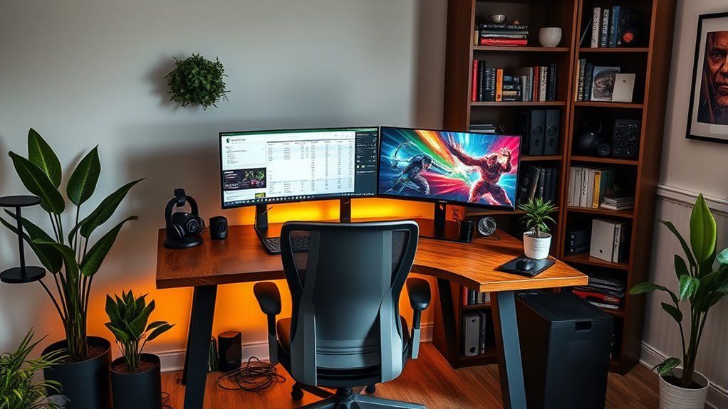 home office and gaming setup