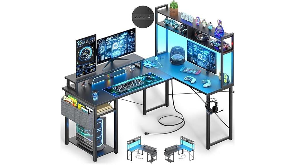 l shaped desk with power