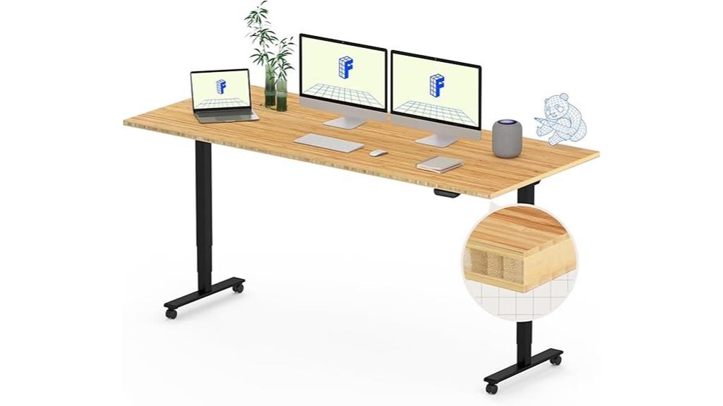 large bamboo electric desk