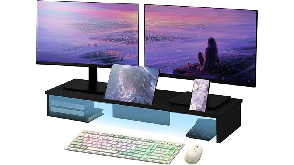 led lit dual monitor riser