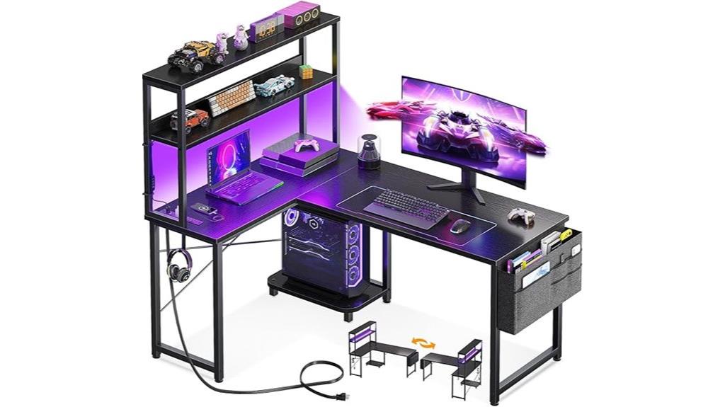 led lit l shaped desk