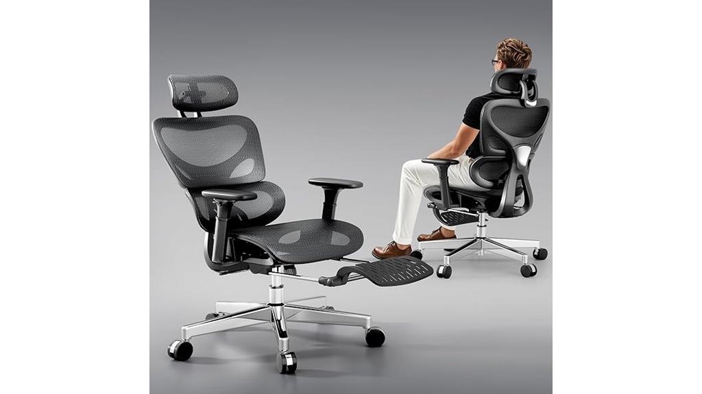 mesh office chair with footrest