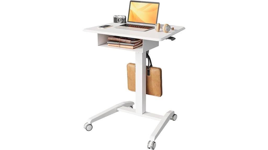mobile standing desk with storage