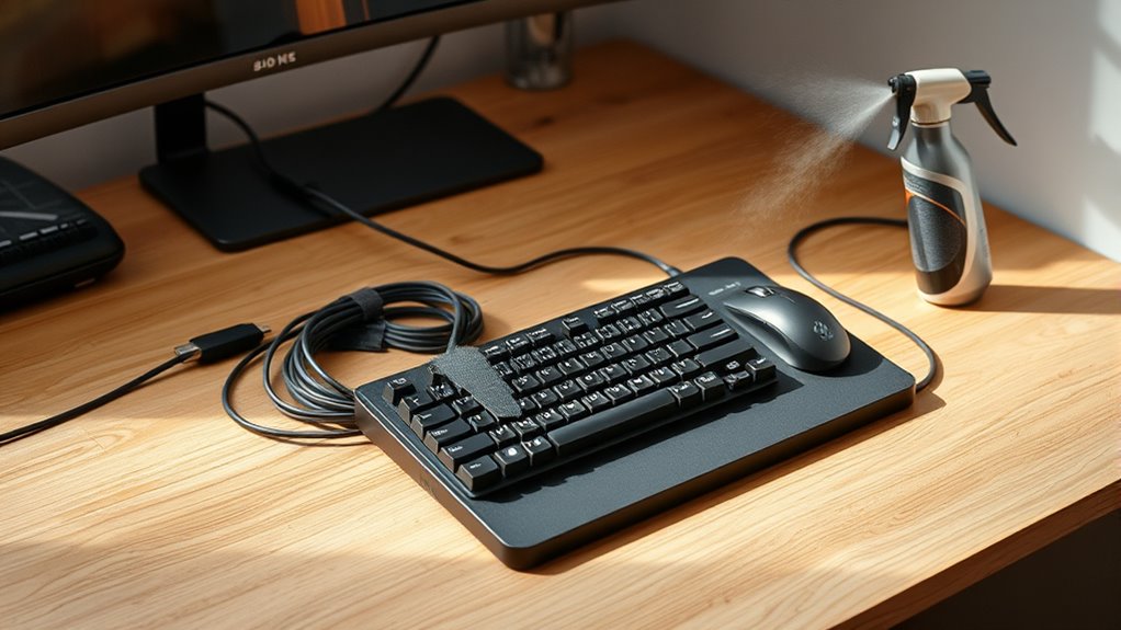 organize cables clean devices