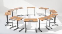 portable wheeled adjustable desks