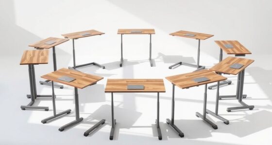 portable wheeled adjustable desks