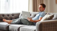 proper couch laptop posture
