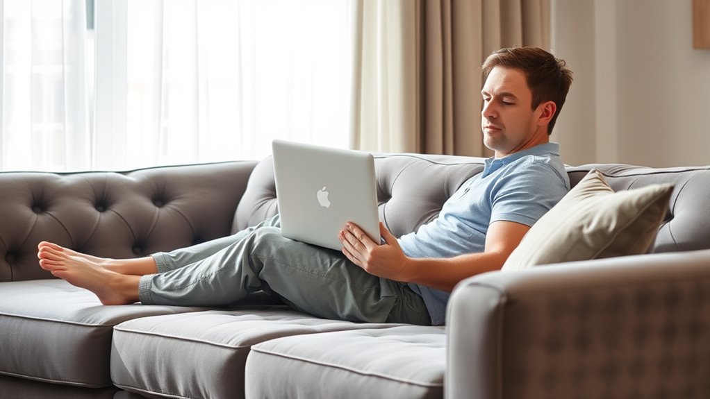 proper couch laptop posture