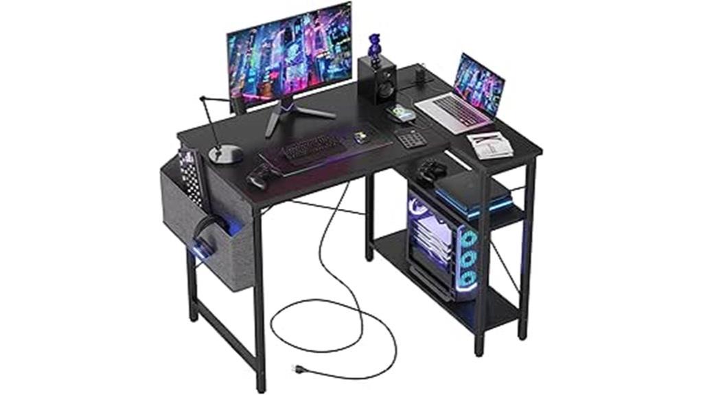 small desk with outlets