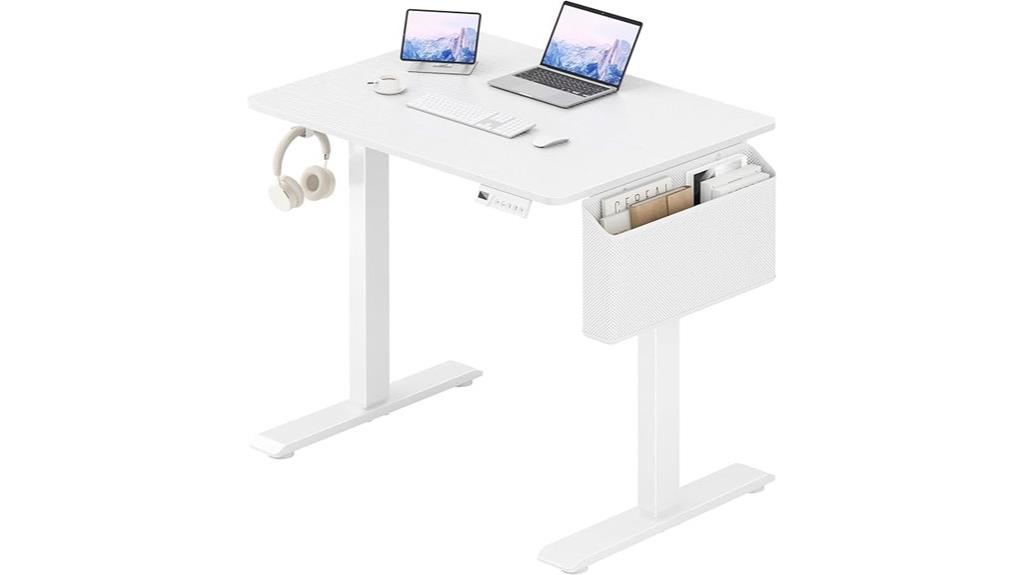 small white adjustable desk