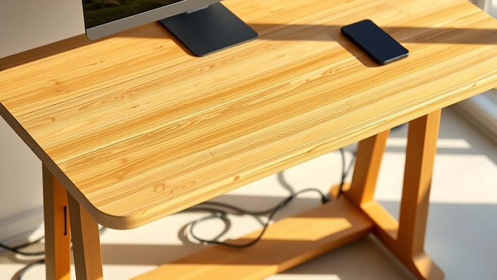 top bamboo desks with cables