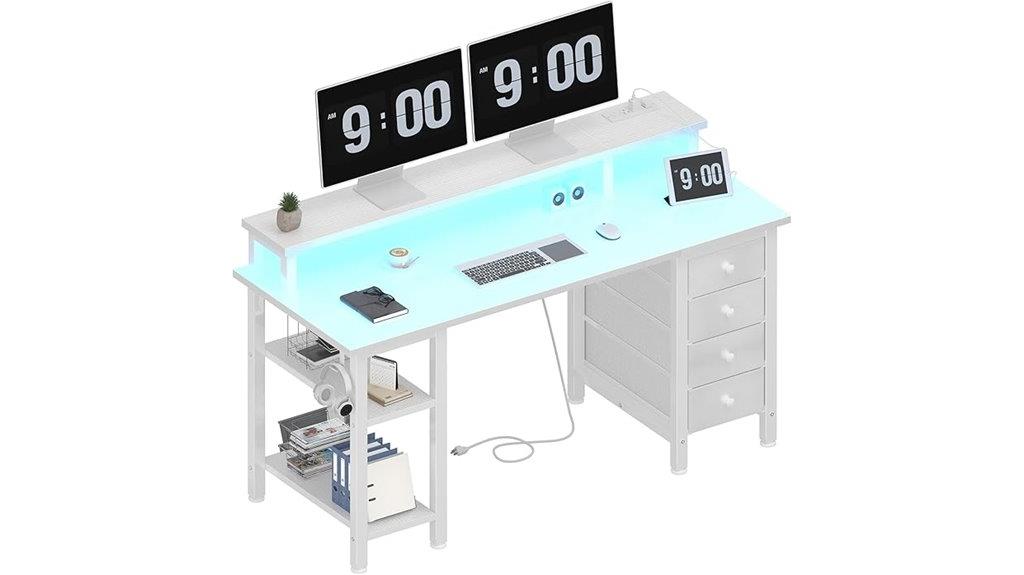 white desk with drawers