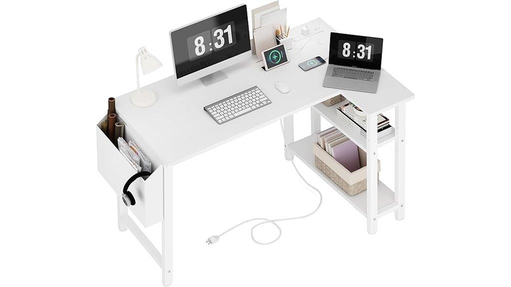 white l shaped desk