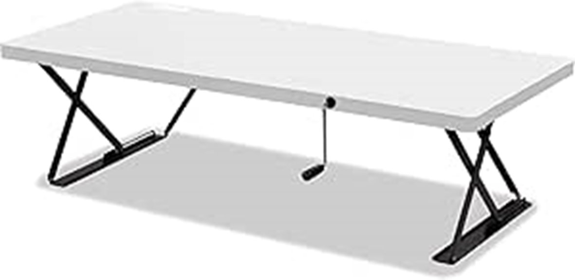 white manual height desk