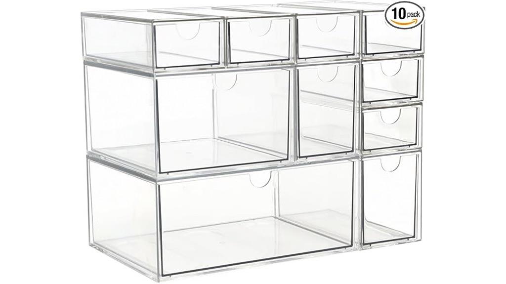 10 drawer acrylic organizer
