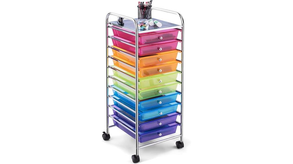 10 drawer mobile storage cart