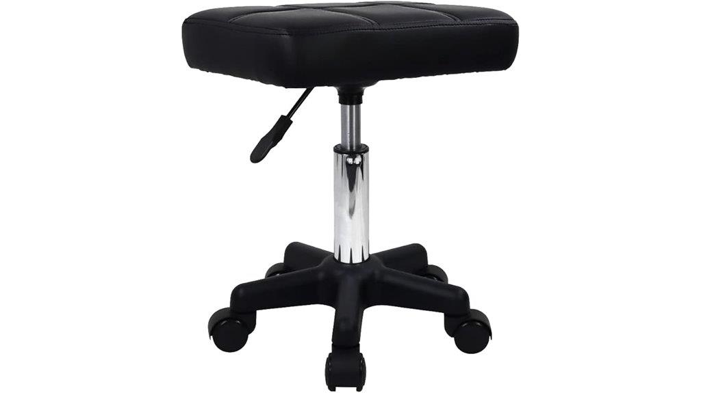 adjustable black rolling stool