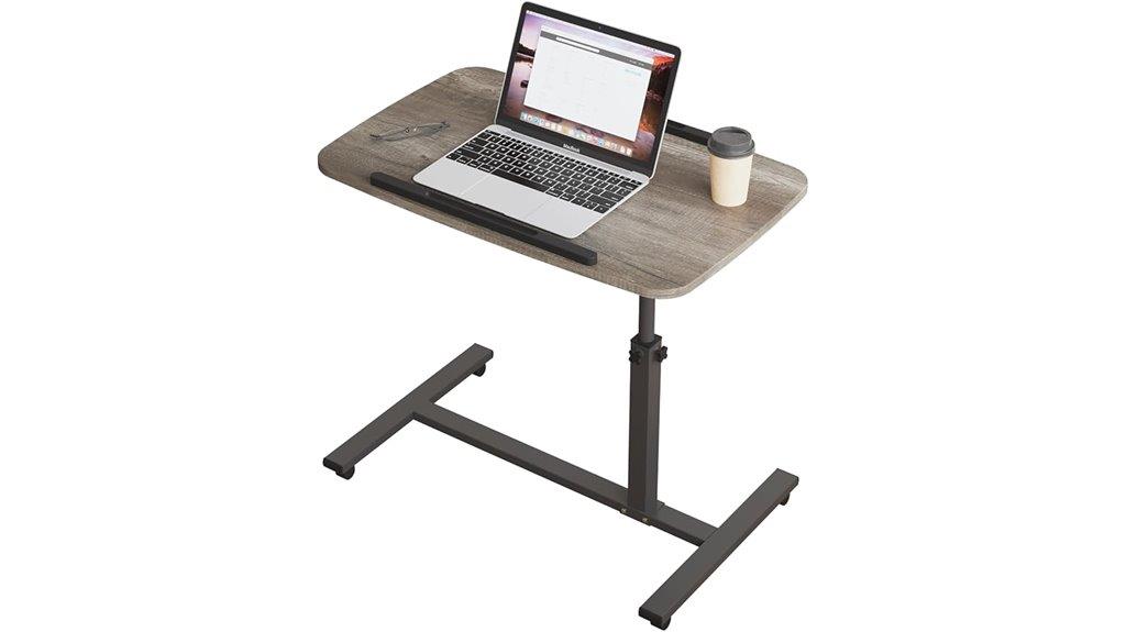 adjustable wheeled bedside table