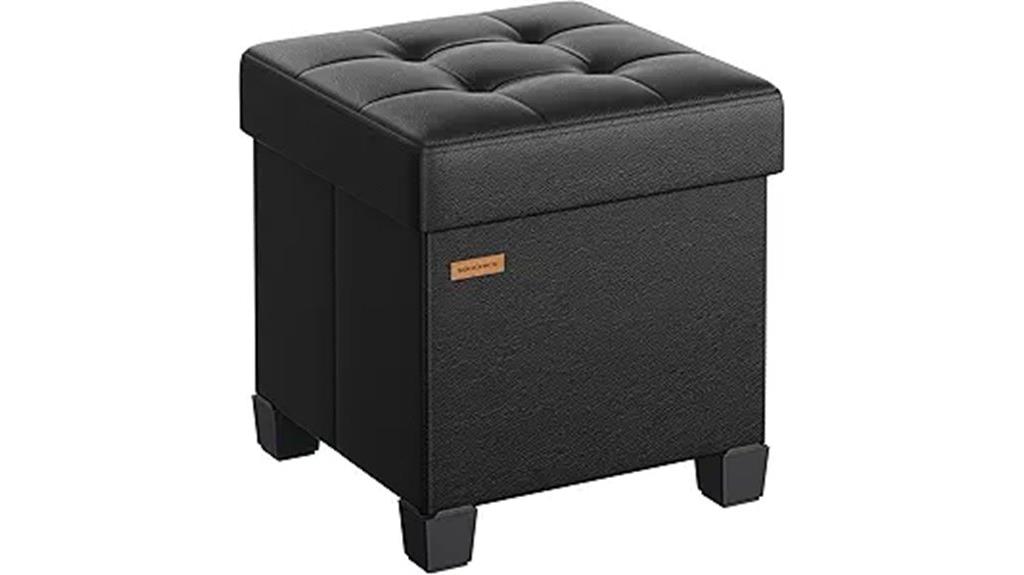 black leather storage ottoman
