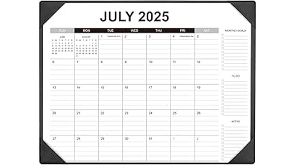 calendar and desk mat