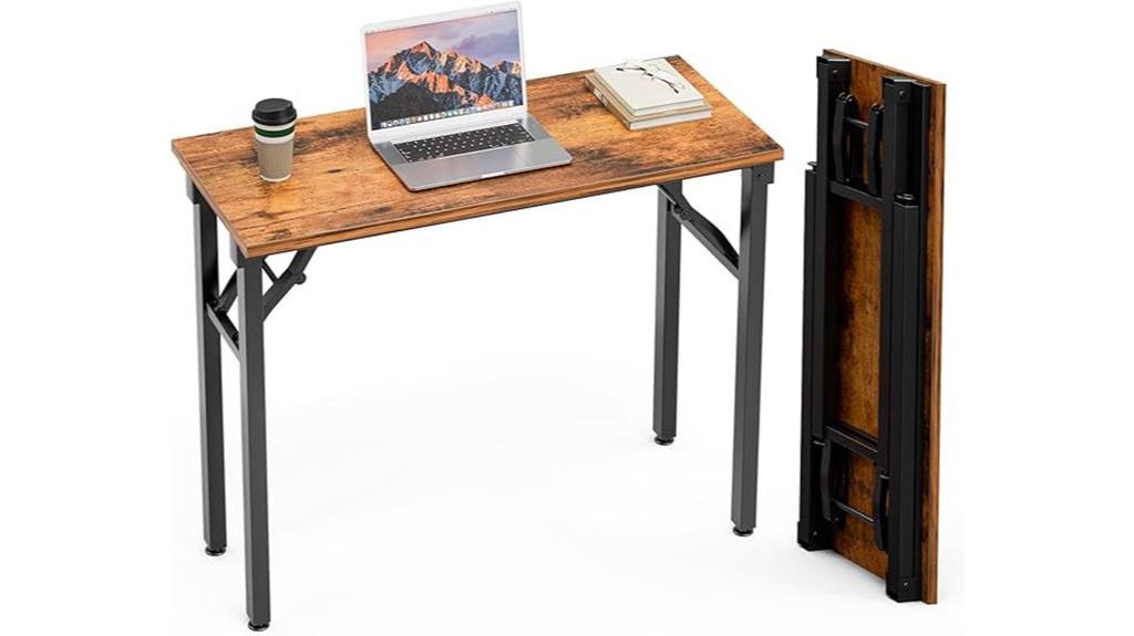 compact brown folding desk