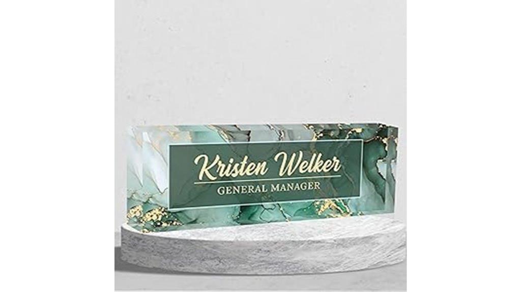 custom green marble name plate