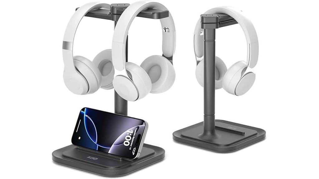 dual headphone stand with phone
