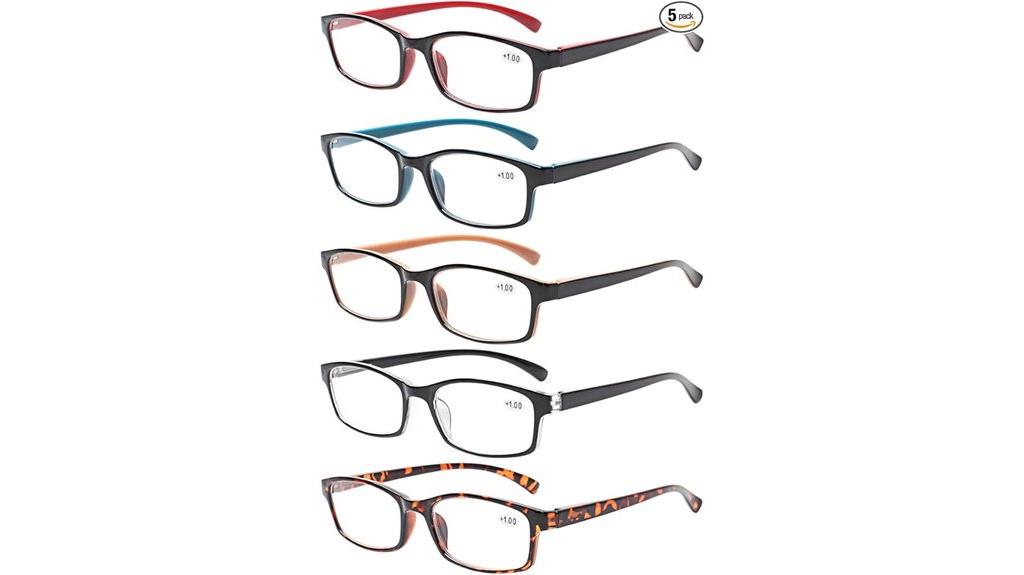 five pair reading glasses