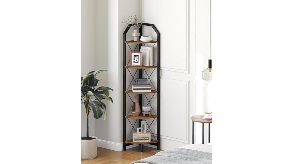 five tier corner bookshelf