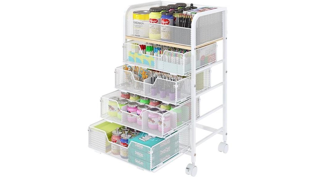 five tier rolling cart
