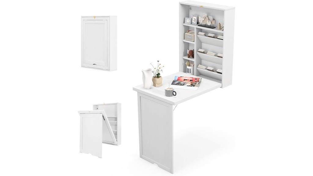 foldable wall desk with shelves