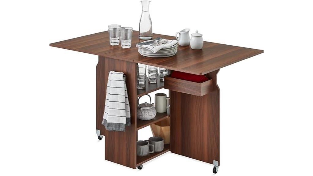 folding table with shelves