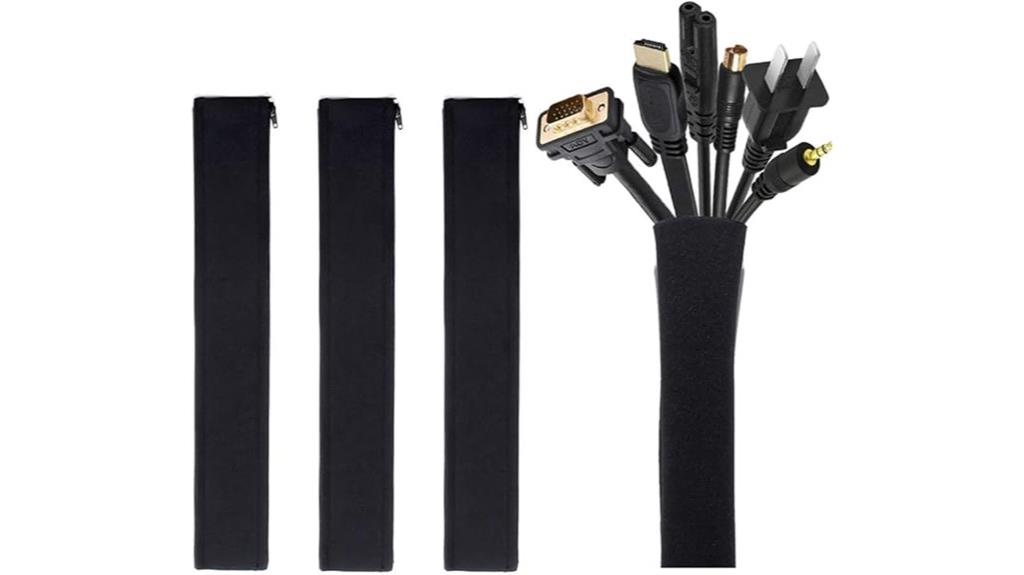 four cable management sleeves