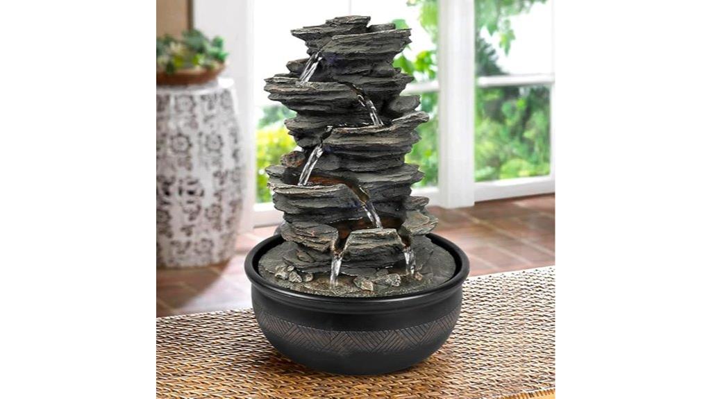 gray indoor waterfall fountain